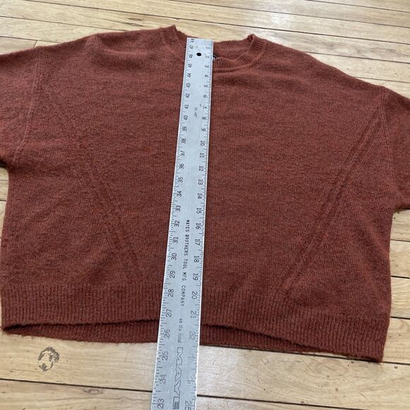 Gap Crop Sweater Wool Alpaca L Burnt Orange Brown Mock Oversize Western Knit 44" - Picture 10 of 16